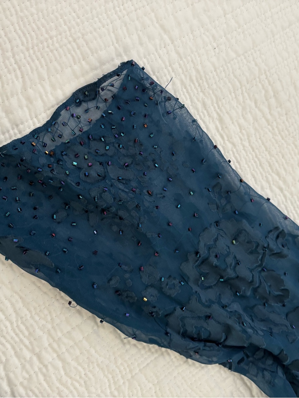 Papell Boutique Blue Floral Burnout Cowl Neck Top - Picture 7 of 7